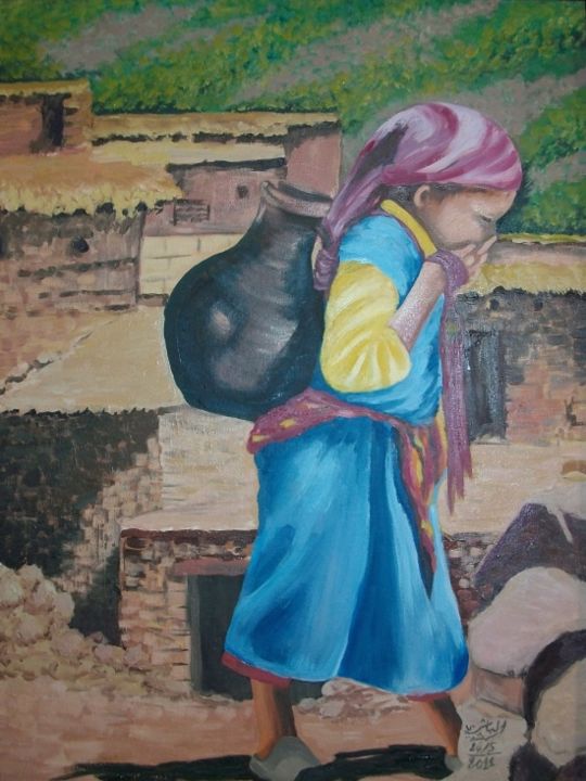 Pintura intitulada "paysanne" por Soumicha Bachiri, Obras de arte originais