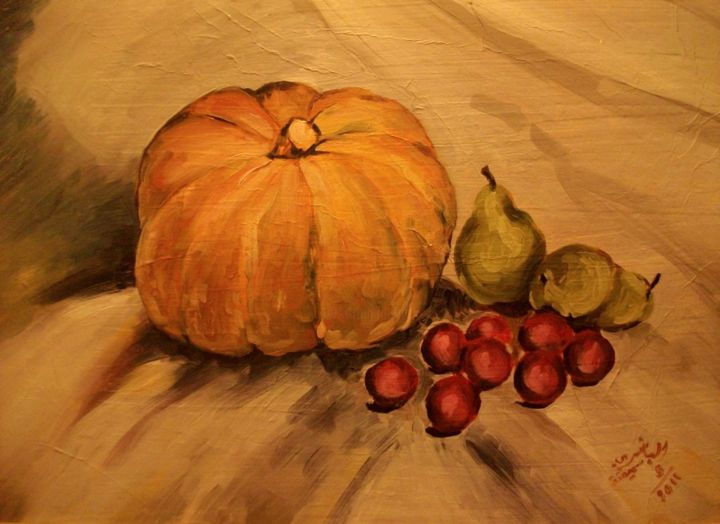 Painting titled "nature morte" by Soumicha Bachiri, Original Artwork