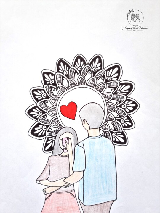 Zeichnungen mit dem Titel "Handmade Mandala Co…" von Soumyarani Guda, Original-Kunstwerk, Tinte
