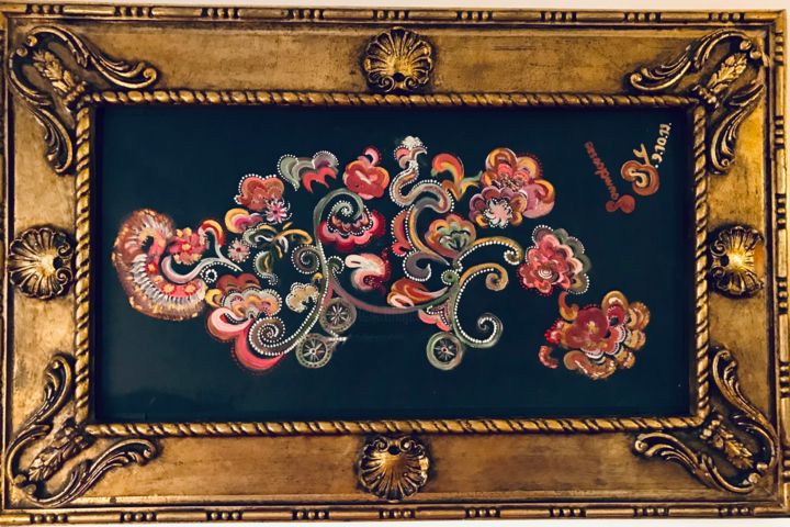 Peinture intitulée "Don de fleurs de co…" par Soundousse Belayachi, Œuvre d'art originale, Huile Monté sur Panneau de bois