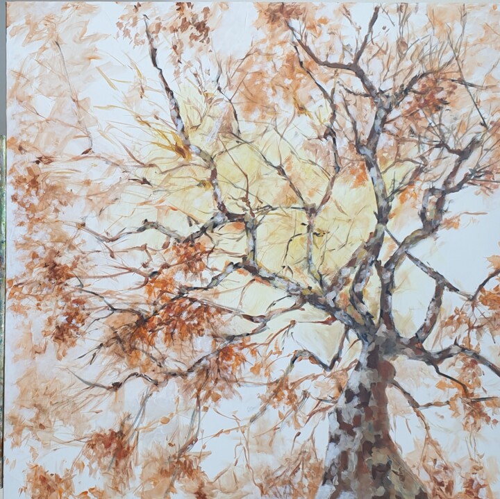 Painting titled "Arbre d automne" by Bernard Soupre, Original Artwork, Acrylic