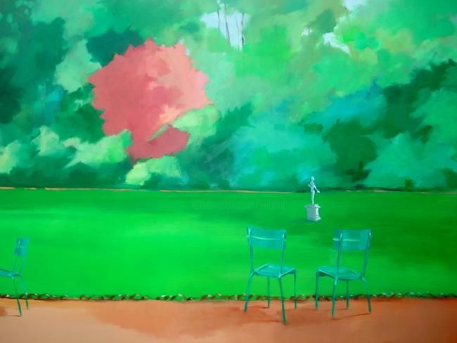 Peinture intitulée "Mémoire de chaises" par Bernard Soupre, Œuvre d'art originale, Huile