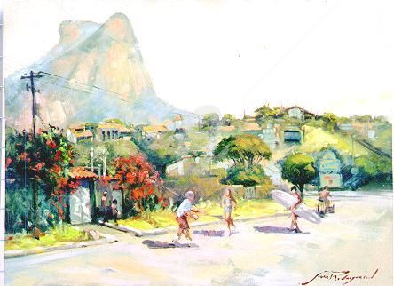 Schilderij getiteld "Paisagem Barra da T…" door Sousa Rodrigues, Origineel Kunstwerk, Olie