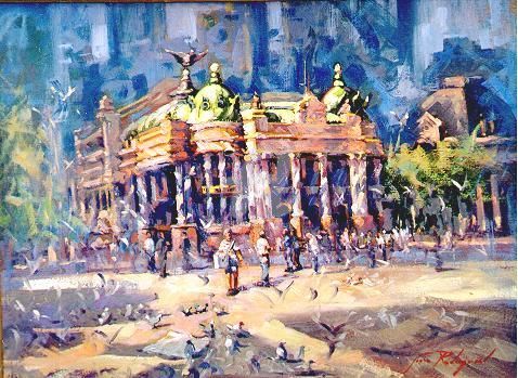 Painting titled "Teatro Municipal do…" by Sousa Rodrigues, Original Artwork, Oil