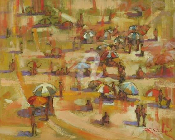 Painting titled "Praia de Copacabana" by Sousa Rodrigues, Original Artwork