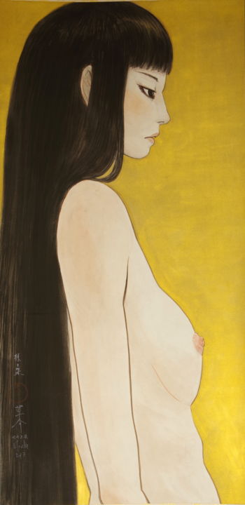 Painting titled "Bijin-Ga ( peinture…" by Souske, Original Artwork, Watercolor