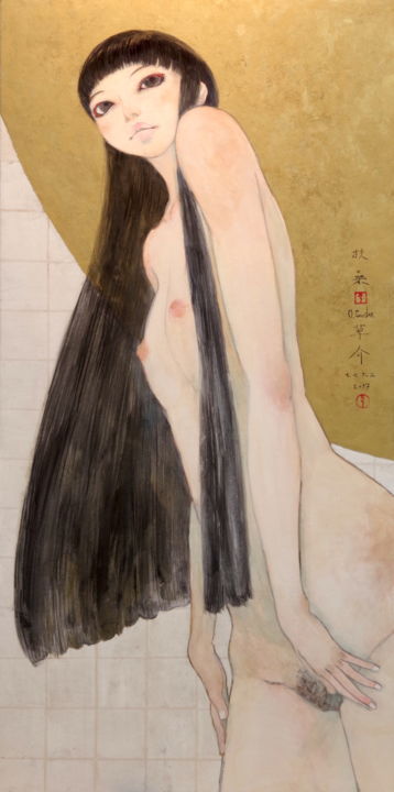 Painting titled "yobigoe ( appel de…" by Souske, Original Artwork, Pigments