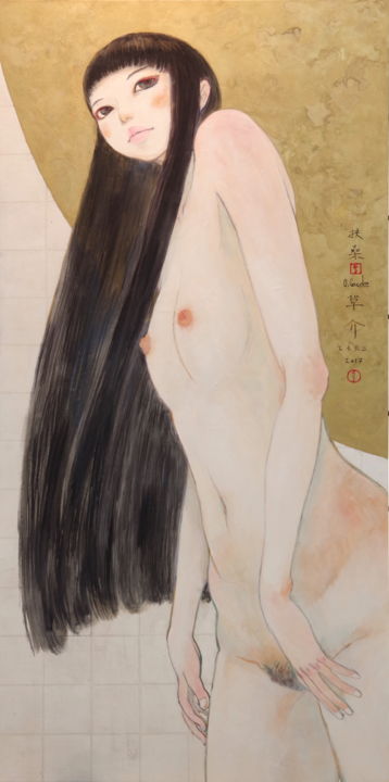 Painting titled "tamayura" by Souske, Original Artwork, Watercolor