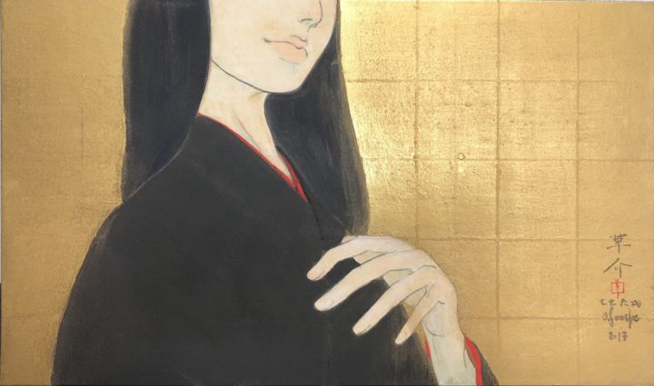 Malerei mit dem Titel "Bijin-Ga ( Belles f…" von Souske, Original-Kunstwerk, Pigmente