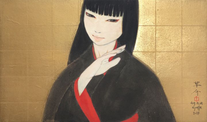 Painting titled "Bijin-Ga ( Belles f…" by Souske, Original Artwork, Pigments