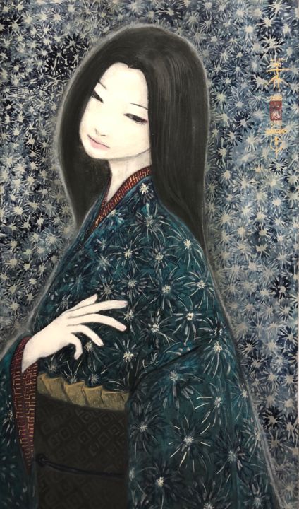 Painting titled "hanabi no yoru (Nui…" by Souske, Original Artwork, Other