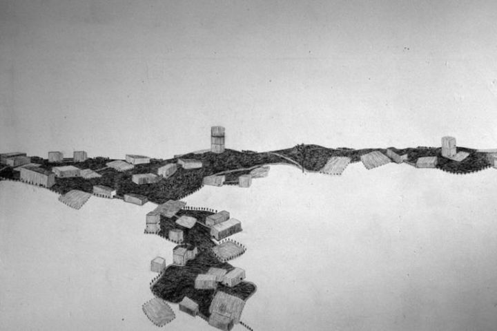 Dessin intitulée "ville invisible" par Sous La Lune, Œuvre d'art originale