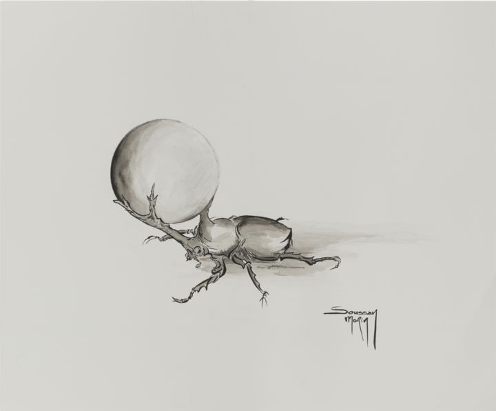 Dessin intitulée "Scarabée" par Soussan-Morin, Œuvre d'art originale