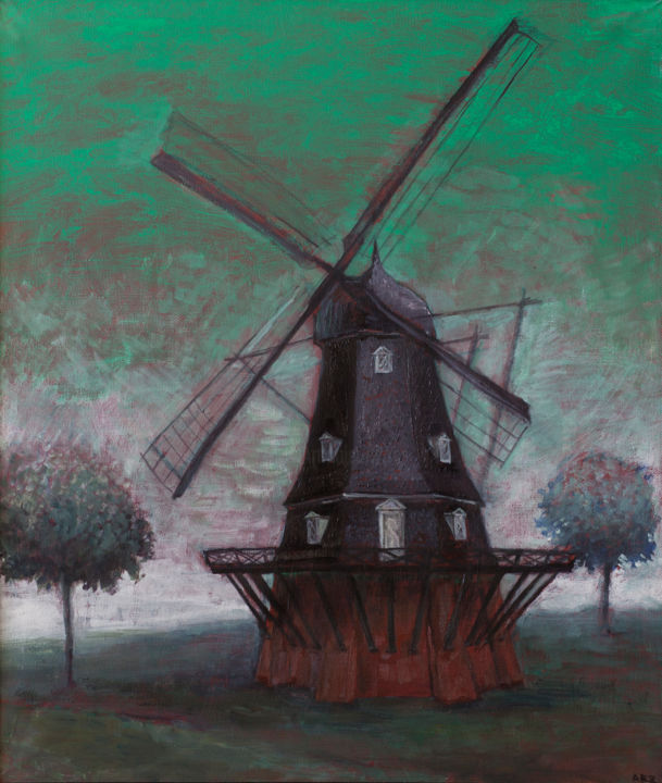 Peinture intitulée "windmill.jpg" par Arz, Œuvre d'art originale, Huile