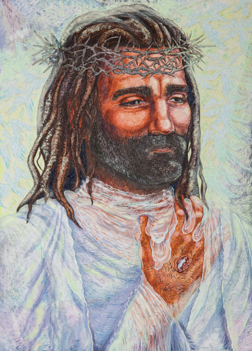 Цифровое искусство под названием "Христос принт" - Екатерина Ильина (Катарина Лав), Подлинное произведение искусства, 2D Циф…