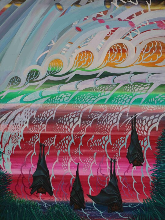 Картина под названием "Bathouse" - Sasha Sovtsa, Подлинное произведение искусства, Акрил Установлен на Деревянная панель