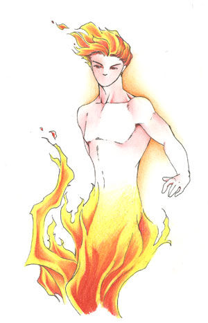 Tekening getiteld "Fire Spirit" door Sony Yanagawa, Origineel Kunstwerk