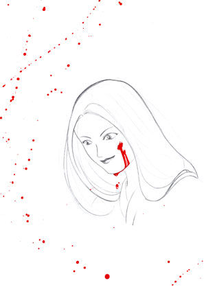 Dibujo titulada "Pencil and Red Pain…" por Sony Yanagawa, Obra de arte original