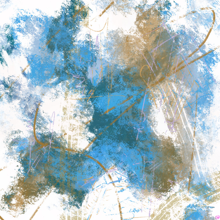 Digitale Kunst mit dem Titel "Golden Clouds" von Sp.Art, Original-Kunstwerk, Digitale Malerei