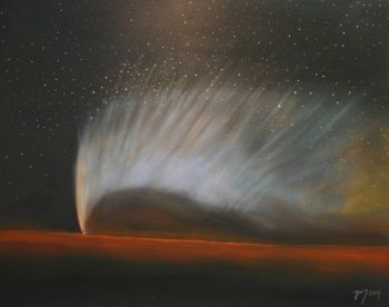 Schilderij getiteld "Astronomy - Comet M…" door Jožica Žigon, Origineel Kunstwerk