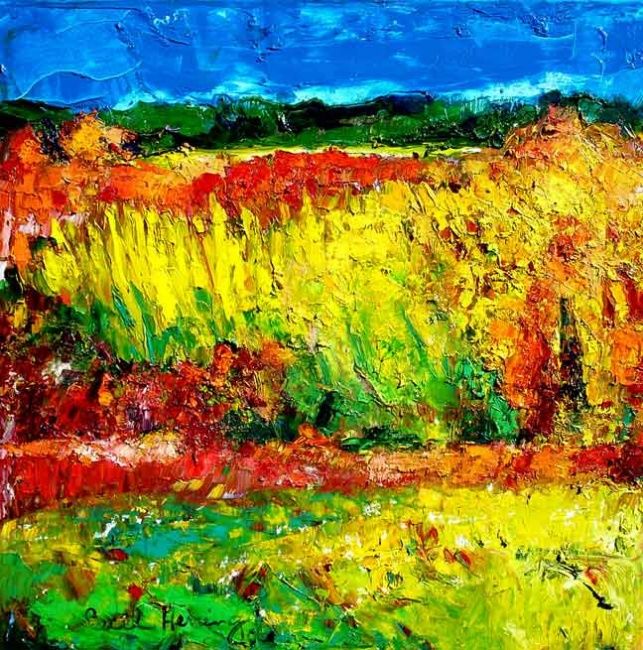 Malerei mit dem Titel "Yellow Field" von Cecil Herring, Original-Kunstwerk, Öl