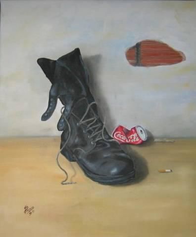 Painting titled "Abandono" by Spacio A, Original Artwork, Oil