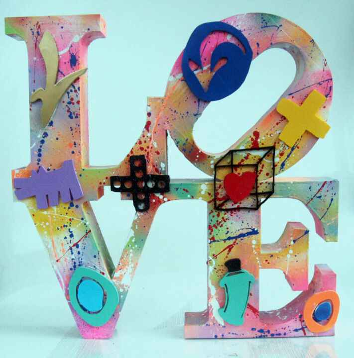 Sculpture intitulée "SPACO gaffiti Love…" par Spaco, Œuvre d'art originale, Résine