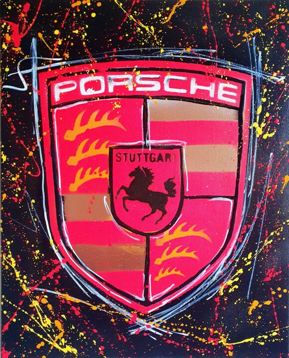 Malerei mit dem Titel "SPACO Porsche , 202…" von Spaco, Original-Kunstwerk, Acryl Auf Keilrahmen aus Holz montiert