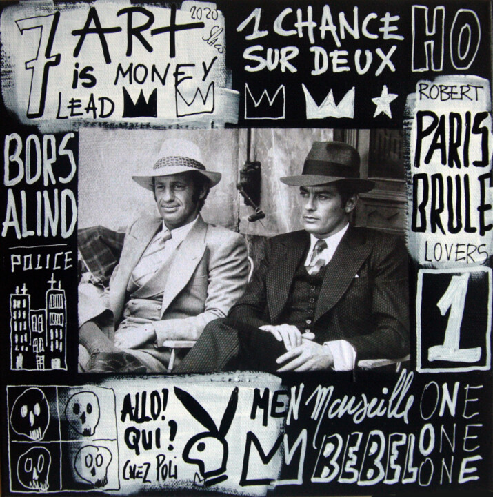 Painting titled "SPACO Delon & Belmo…" by Spaco, Original Artwork, Acrylic Mounted on Wood Stretcher frame