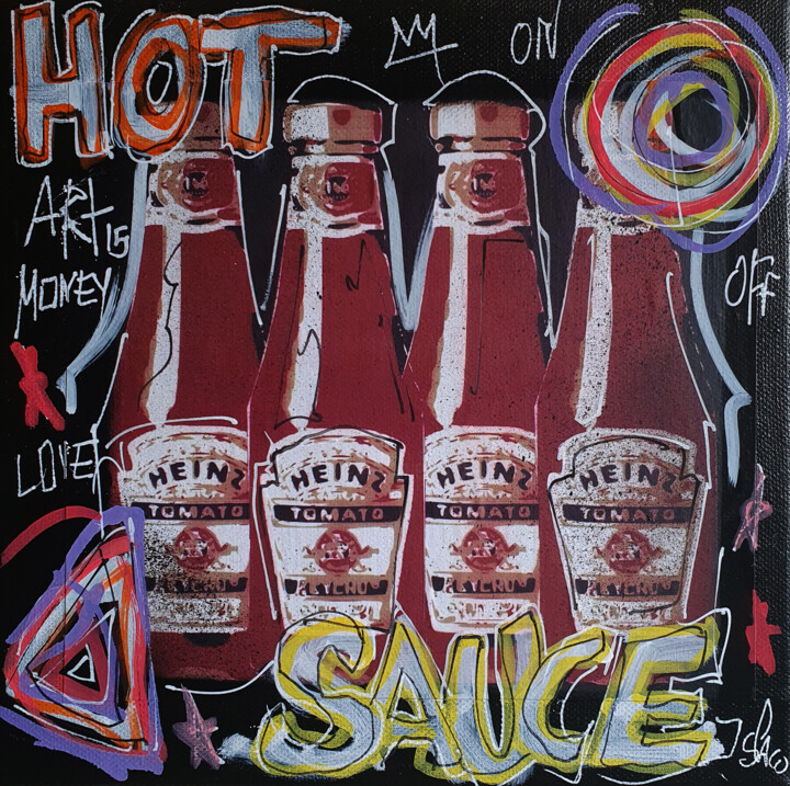 Malerei mit dem Titel "Spaco ketchup Heinz…" von Spaco, Original-Kunstwerk, Acryl Auf Keilrahmen aus Holz montiert