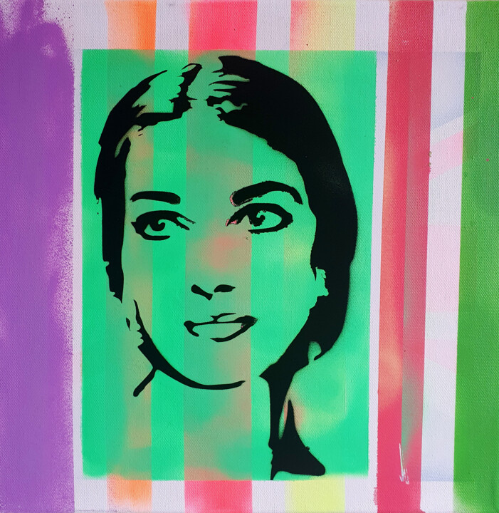 Painting titled "Spaco Maria callas…" by Spaco, Original Artwork, Acrylic Mounted on Wood Stretcher frame