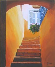 Painting titled "escalier" by Lionel Spani, Original Artwork