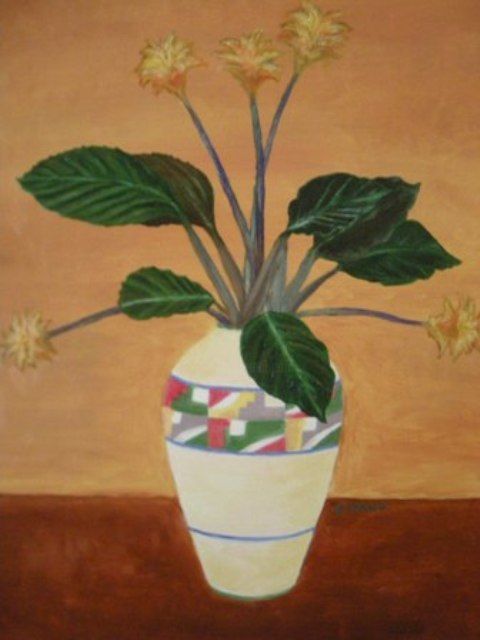 Pittura intitolato "Vaso con fiori" da Eugenia Spanò, Opera d'arte originale,