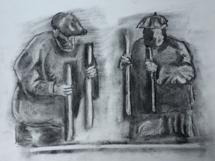 Drawing titled "Sagardoa" by Spekul, Original Artwork, Charcoal