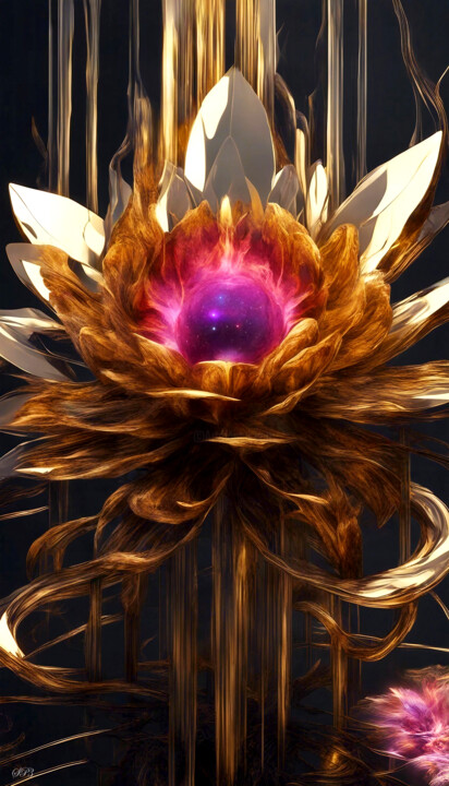 Digital Arts titled "Cosmos Flower" by Spik3, Original Artwork, Digital Painting