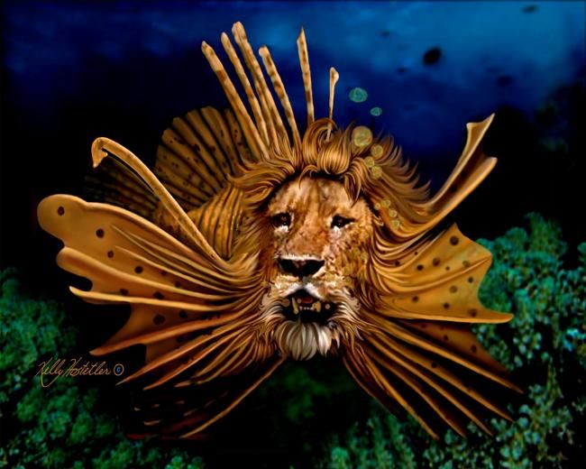 Arts numériques intitulée "Lion Fish" par Spirit Dance, Œuvre d'art originale