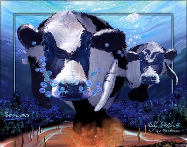 Arts numériques intitulée "Sea Cows" par Spirit Dance, Œuvre d'art originale