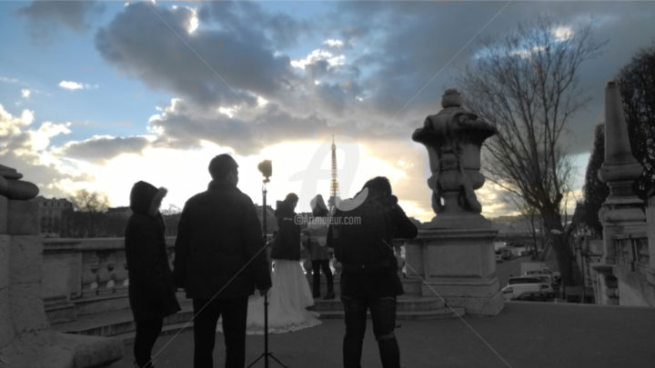 Fotografia intitolato "Eiffel tower black…" da Splash, Opera d'arte originale