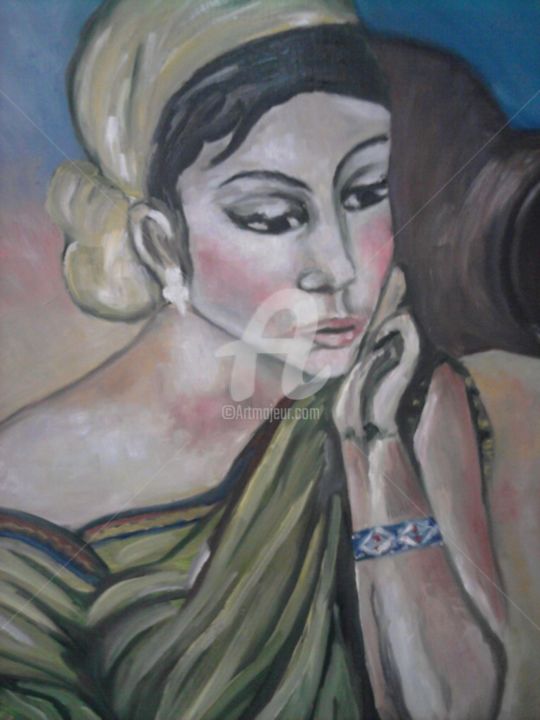 Malerei mit dem Titel "une femme kabyle" von Ika, Original-Kunstwerk, Öl