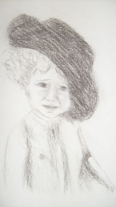 Desenho intitulada "un enfant" por Ika, Obras de arte originais, Carvão