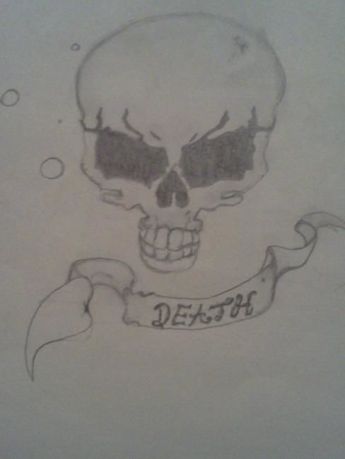 Zeichnungen mit dem Titel "Death Skull" von Amber Escutia, Original-Kunstwerk, Andere