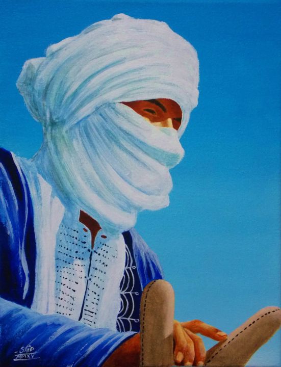 Malerei mit dem Titel "Homme Bleu Acryliqu…" von Saïd Serge Berkane, Original-Kunstwerk