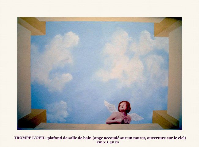 Pittura intitolato "TROMPE L'OEIL: plaf…" da Saïd Serge Berkane, Opera d'arte originale