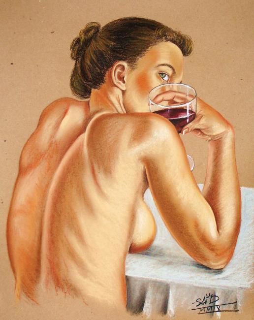 Pintura intitulada "La passion du vin..." por Saïd Serge Berkane, Obras de arte originais