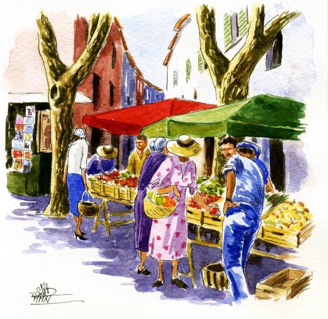 绘画 标题为“Marché provençal” 由Saïd Serge Berkane, 原创艺术品, 油