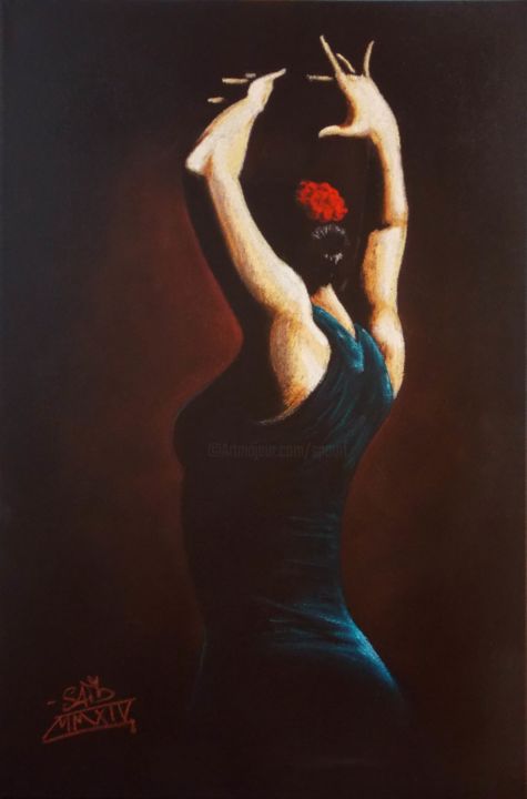 Painting titled "Danseuse sévillane" by Saïd Serge Berkane, Original Artwork, Oil
