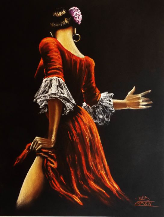 Painting titled "Andalouse" by Saïd Serge Berkane, Original Artwork, Oil