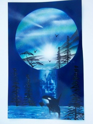 Painting titled "blue orca" by Spraycanman, Original Artwork