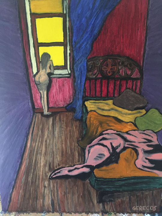 Schilderij getiteld "Solitude" door Spyros Gerekos, Origineel Kunstwerk, Pastel