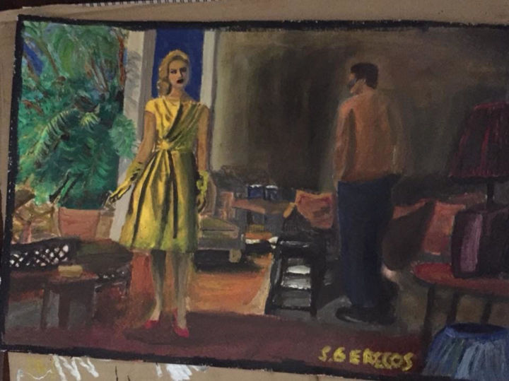 Картина под названием "Girl in the yellow…" - Spyros Gerekos, Подлинное произведение искусства, Масло